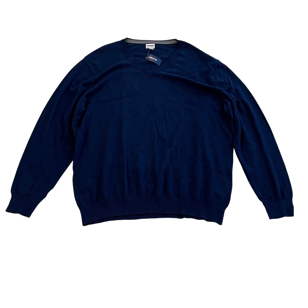 Old Navy Mens XXXL V-Neck Sweater Navy Blue 100% Cotton NWT